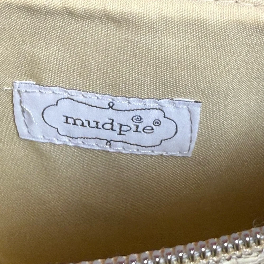 Mud Pie Cream and Navy Straw Makeup Cases- Three Various Sizes